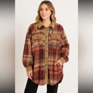 OLI & HALI S Sherpa elbow patch distressed oversized woman shaket Bohemian